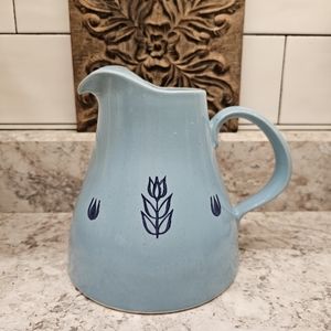Vintage 1950s Cronin Crock Blue Tulip Juice Pitcher